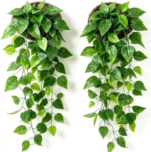 2 Artificial Hanging Vine Plants, Wall, Living Room, Indoor Outdoor Decor by NovaHF