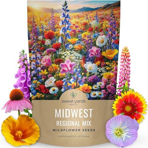 Midwest Regional Mix - Bulk 1/4 Pound Pouch - 60,000 Flower Seeds for Planting - Wildflower Mix by SweetYards