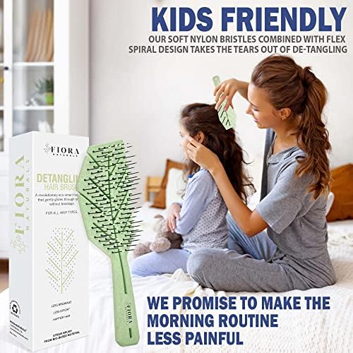 Fiora Naturals Detangling Hair Brush for Women, Detangler Hair Brush Green - Image 4