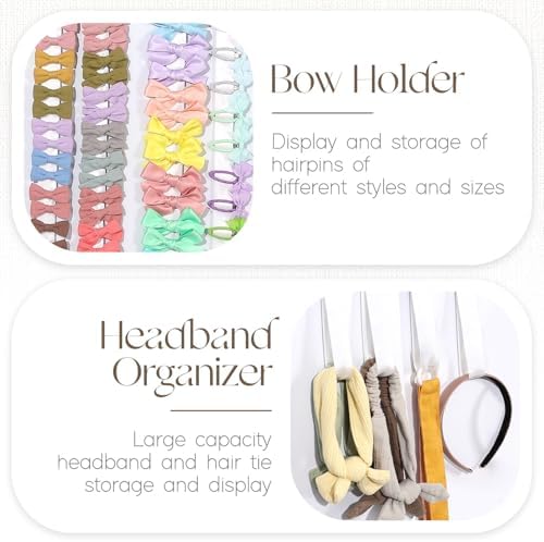 POVETIRE Letter Bow Holder Hair Bow Organizer, Ribbon Hair Clips Storage Hair Bows Hanging Baby Headband Holder Hair Accessories Organizer Display Decors Baby Nursery Toddler Girls Room-K - Image 3