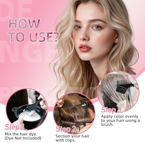 ROOHUA 8 Pcs Hair Dye Kit with Brush, Reusable Home Salon Color Hair Tools - Image 2