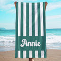 JML Personalized Beach Towel with Name, Custom Cabana Stripe Beach Towel, Customized Microfiber Pool Towel, Quick Dry & Absorbent Swim Towel for Adult,Mother's Day, Birthday, Summer Holiday,Vacation by JML