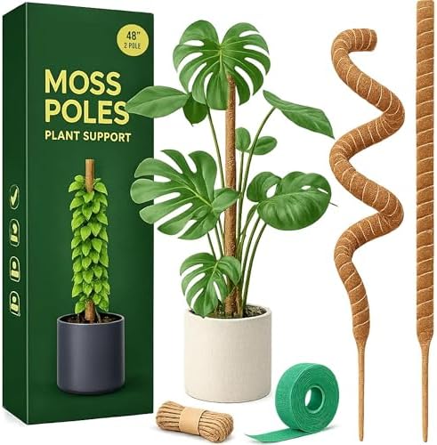 Moss Pole Monstera Plant Support, 2 Pack 48in Bendable Indoor Plant Stakes by Craft911byLIME