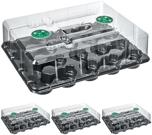4 Pack 20 Cell Seed Starting Trays with 4 Vented Humidity Domes by HOMENOTE