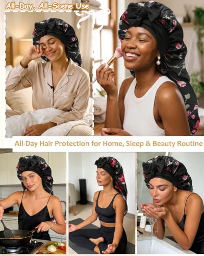 AWAYTR Long Satin Bonnet for Braids - Double Layer Hair Bonnet for Sleeping - Image 5
