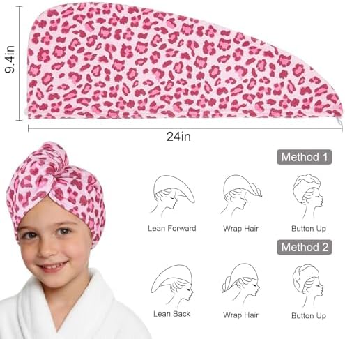 Microfiber Hair Towel Wrap for Kids Girls, Quick Dry Towel, 2 Pack - Image 6