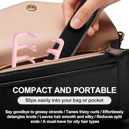 2 Pack Texture Styling Comb, Wide Tooth Volumizing, ABS, Black Pink - Image 3