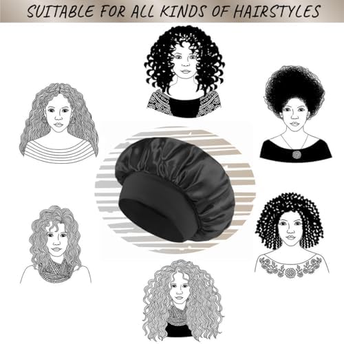 Satin Bonnet for Women Curly Hair, Large Silk Bonnet Sleeping Cap for Men - Image 4