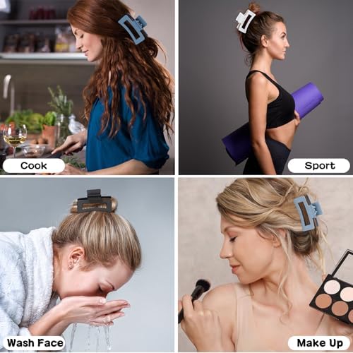 Sisiaipu 12 Pcs Medium Hair Clips, 3.5 Inch Square Claw Clips for Thick and Thin Hair - Blue - Image 7