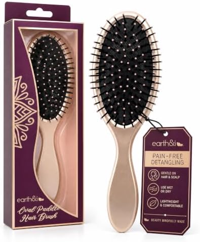 Earth & I Premium Rosegold Oval Hairbrush: Wet & Dry Detangling Brush by EarthI