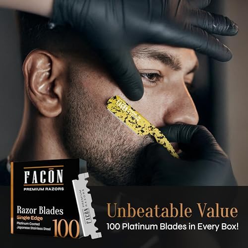 Facón Straight Razors for Men - Professional Barber Straight Edge Razor Kit with 100 Blades, Classic Stainless Steel Barbero Shaver for a Smooth & Precise Shave, Premium Barber Razor for Men's Shaving - Image 5