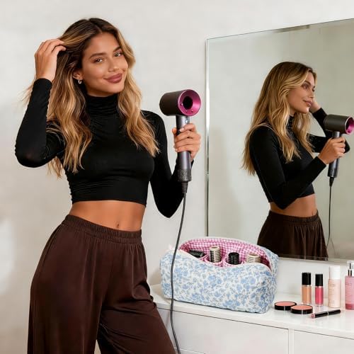 HiTotes Hair Tools Travel Bag Compatible with Dyson Airwrap Cute Floral Travel Case for Shark Flexstyle Hair Tools Organizer - Image 4