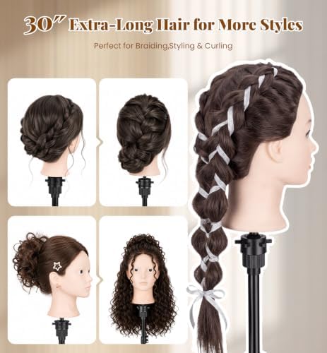 30" Human Hair Mannequin Head for Braiding, Cutting and Makeup Practice - Image 4