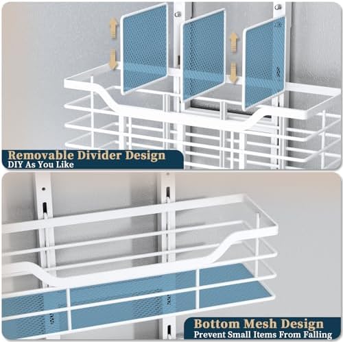 Consumest 6-Tier Hair Tool Organizer - Hair Dryer Holder Over The Door/Wall Mounted DIY Adjustable Shelf Bathroom Door Organizer with Hook for Curling Iron/Blow Dryer/Straightener White - Image 5