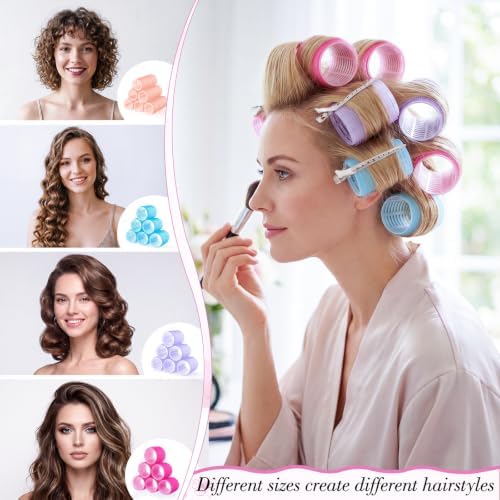 Obeoby 4 Sizes Hair Rollers, Heatless Curlers Set for Women Accessories Styling Tools for Long Short Fine Thick Hair Waves Volume Bangs Gifts (Colorful) - Image 4