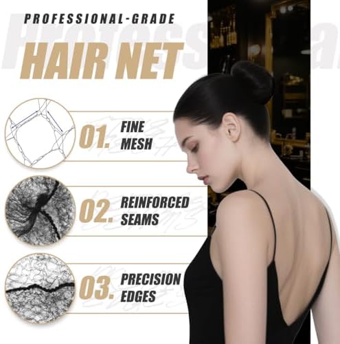Smilco Hair Net 100 Pcs, 22 Inches Hair Nets Elasticity Invisible Elastic Mesh for Food Service, Ballet Bun, Sleeping, Women and Wig (100, Black) - Image 3