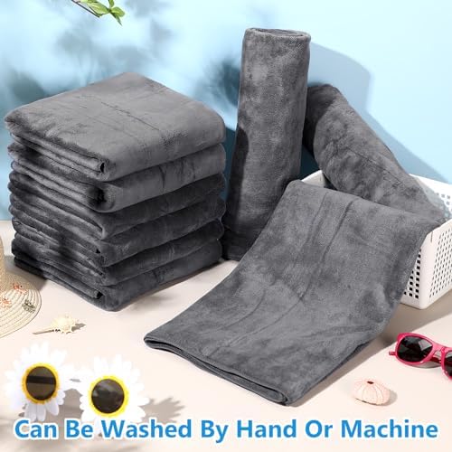 SmoothNovelty 16 Pack Microfiber Bath Towels Bulk, Simple, Dark Gray - Image 4