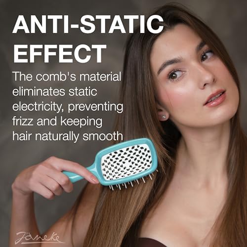Janeke Original Patented Superbrush Detangler Brush Anti-static Hairbrush Easy For Wet or Dry Use Flexible with Nylon Bristle Great for All Hair Types - Long Thick Curly (Tiffany) - Image 5