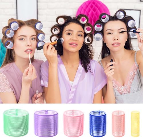 Syhood 36 Pcs Nylon Hair Roller Curler, Multisize, Pastel - Image 6