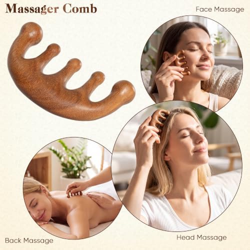 BFWood Gua Sha Hair Brush Set, Metal Bristle Brush & Scalp Massage Combs - Image 5