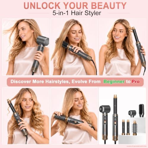 5-in-1 Hair Styler, Air Curler Wrap & Blow Dryer Brush,110–120V Only - Image 2