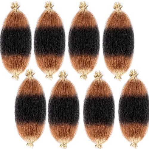 18 Inch Pre-Separated Springy Afro Twist Hair 8 Packs Pre-Fluffy Natural Curls are Perfect for Marley Crochet Hair Suitable for Black Women (1B/27/613, 18 Inch (Pack of 8)) - Image 5