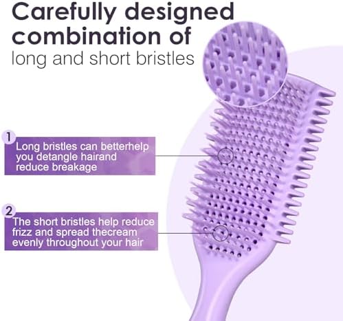 Curl Defining & Detangling Brush – Dual-Vented Curly Hair Brush for Wet & Dry Hair with Flexible Bristles – Reduces Frizz & Smooths Knots – For All Hair Types & Users (Black) - Image 3