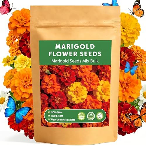 LUOJIBIE Marigold Seeds, 12,000+ Marigold Seeds for Planting Outdoor & Indoor, Flower Seeds Bulk for Gardening and Home, Non-GMO Heirloom, Easy to Grow by LUOJIBIE