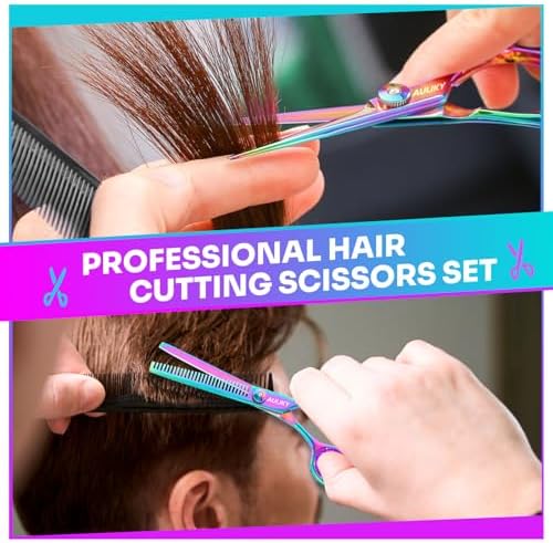 Hair Cutting Scissors Shears Kit, 6.7” Barber Scissors,Professional Haircut Kit,Stainless Steel Hairdressing Thinning Scissors Shears for Barber,Salon,Women,Home,Men - Image 7