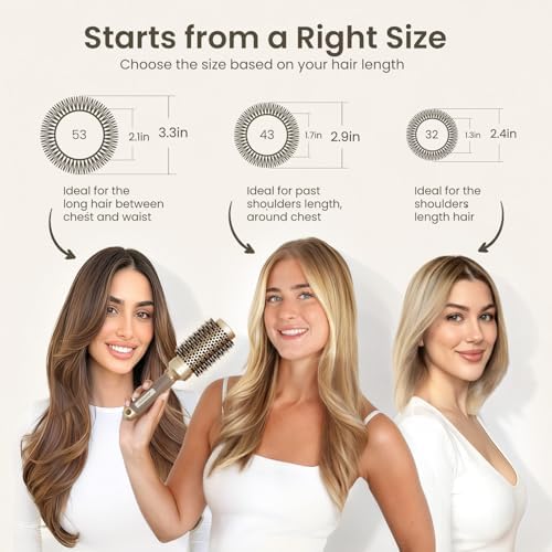 AIMIKE Round Brush for Blow Out, Medium Round Hair Brush Nano Thermal Ceramic & Ionic Tech, for Blow Drying & Styling, Curling and Shine - 2.9 inch Barrel w/Boar Bristles - Image 2