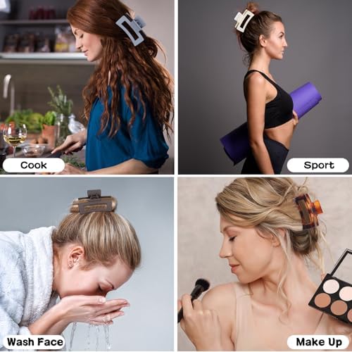 Sisiaipu 3.5 Inch Hair Clips - 12 Pcs Square Jaw Clips for Thick and Thin Hair, Rectangular Hair Accessories for Women and Girls - Neutral - Image 7