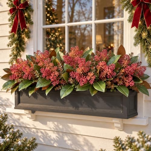 Christmas Artificial Magnolia Leaves Fake Winter Plants for Outdoor Planter - Image 6