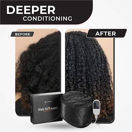 Hair Steamer for Natural Hair Home Use w/10-level Heats Up Quickly, Heat Cap for Deep Conditioning - Thermal Heat Cap for Black Hair, Great for Deep Conditioner (Black) - Image 2