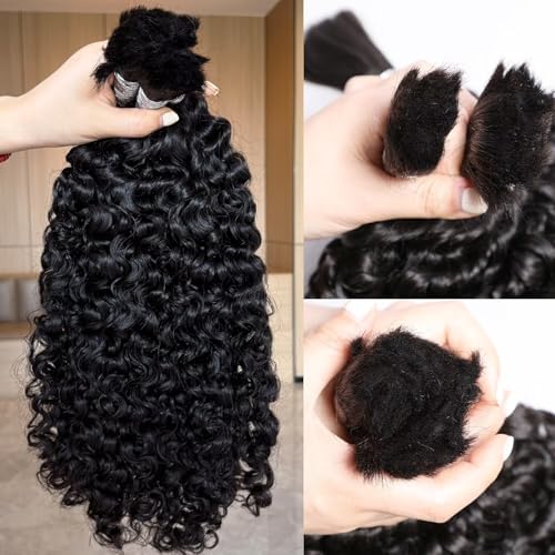 Lemoda Boho Human Braiding Hair Burmese Curly Bulk Human Hair Extensions For Bohemian Knotless Braids No Weft 30Inch 1Bundle/Lot 100g/1Bundle 1B Natural Black Salon-Quality - Image 2