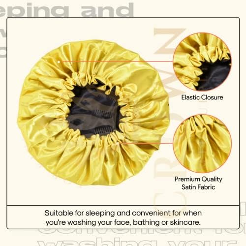 Large Bonnet - Silky Satin Bonnet with Elastic Soft Band (Yellow Poke Bonnet) - Image 3