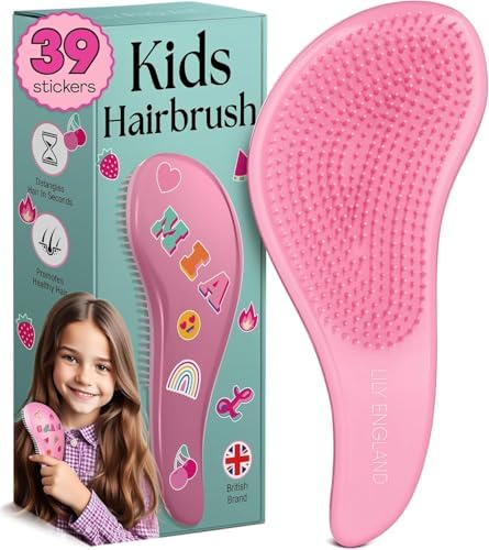 Lily England Kids & Toddler Hair Brush with Stickers, Pink by LilyEngland