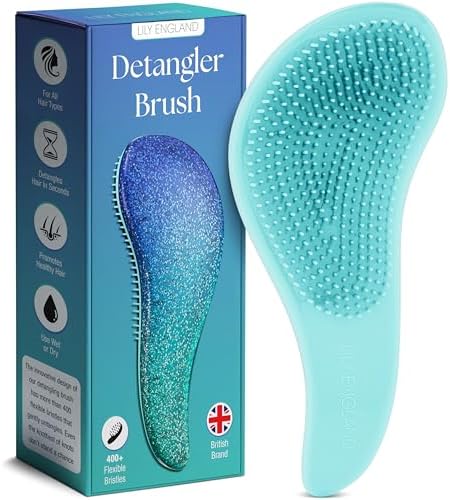 Lily England Glitter Detangler Brush for Curly, Thick, Wet & Dry Hair, Blue by LilyEngland