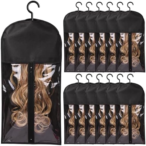 12PCS Hair Extension Holder Wig Storage Hanger for Multiple Wigs & Accessories, Black by AIHOPESTO