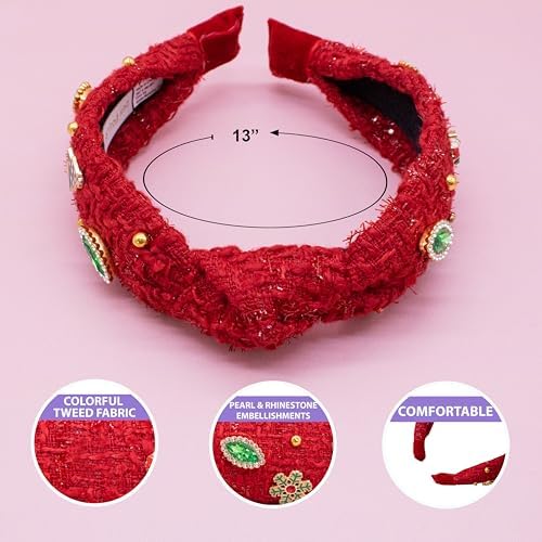 FROG SAC Knot Headband for Girls, Knotted Headbands for Toddler Kids, Rainbow Beaded Unicorn Hair Accessories, Halloween Christmas Stocking Stuffers (Red) - Image 4
