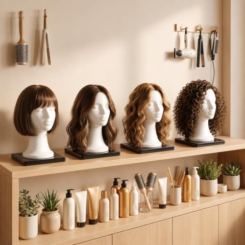 Foam Mannequin Wig Head Stand with Anti-Topple Base Hat Display Stand - Image 4