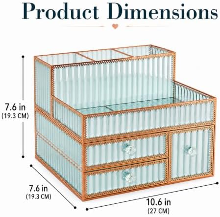 Youdepot Makeup Organizer Countertop - Tempered Glass Vanity Organizer for Cosmetics, Skincare, Hair Tools, Brushes, Perfume - Multipurpose Bathroom Counter Skincare Organizer - Image 6