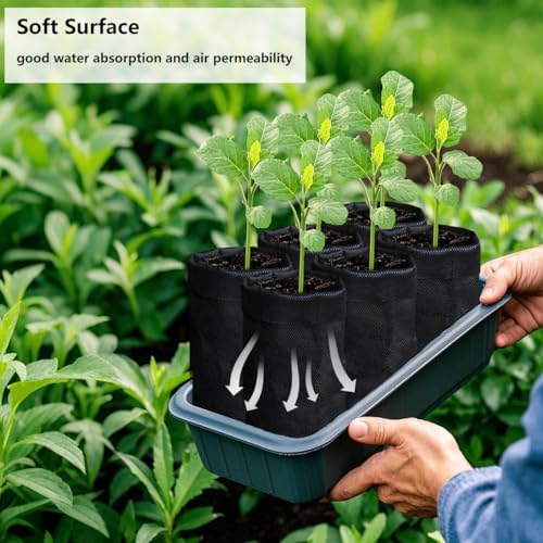 Belit 50 Pcs 13.5" H Deep Nursery Grow Bags, Non-Woven Plants Pots Container for Starting Deep Rooted Plants Vegetable, Flower, Seedling Tree, Black - Image 5