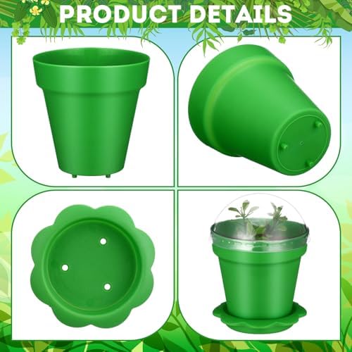 36 Packs Cupcake Plant Nursery Pots with Humidity Dome Small Flower Pots Plastic Planting Containers Cups with Saucers and Shovel for Indoor Outdoor Plant Succulent Display(Colorful) - Image 4