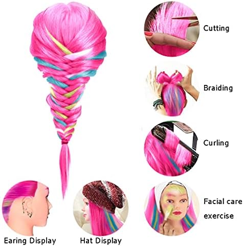 FABA Mannequin Head with Hair Colorful Doll Head for Hair Styling 26"-28" - Image 5