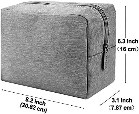 E-Tree Makeup Bag, Big Travel Make up Pouch, Zipper Large Cosmetic Brush Skin Care Case, Toiletry Bags for Traveling Women Man,Tech Electronic Organizer,Small Canvas Storage for Personal Items,Grey - Image 3