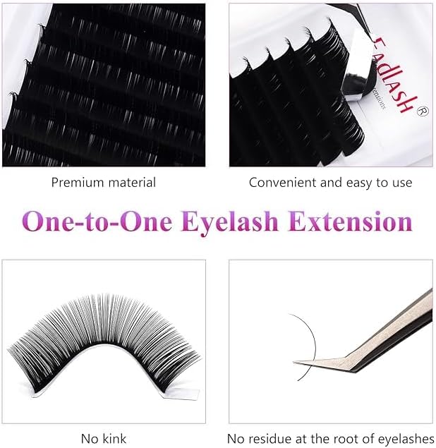 Lash Extension B Curl 20-25mm FADLASH Eyelash Extensions Mixed Tray Lashes 0.15 Faux Mink Single Classic Lash Extensions Supplies (0.15-B, 20-25mm Mix) - Image 2