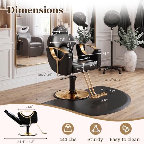 Salon Chair for Hair Stylist Reclining Barber Chair for Home Barbershop - Image 3