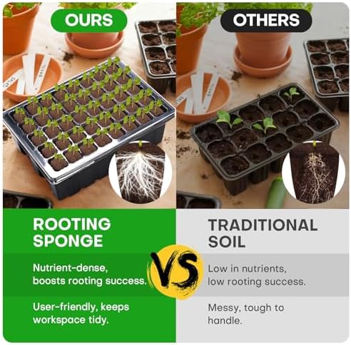 50 Pcs Seed Starter Plugs,Replacement Root Grow Sponges Plant Plugs,Great for Soil, Tray or Planting Pods, Promotes Herbs, Vegetables and Flowers Growth - Image 5