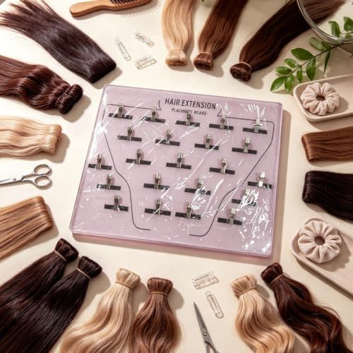 Extension Holder - Acrylic Hair Extension Organizer, Styling Hair Separator Board | Hair Tinsel Storage Plate with Clip for Wig Grafting, Sectioning, and Display for Home & Salon Use - Image 4