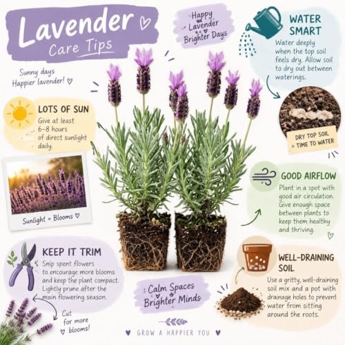 Set 2 Godwins Creek Lavender Live Plants, Fragrant Flowering Herb Plants, 4-7 Inches Tall, Ideal for Garden Borders, Pollinator Gardens - Image 2